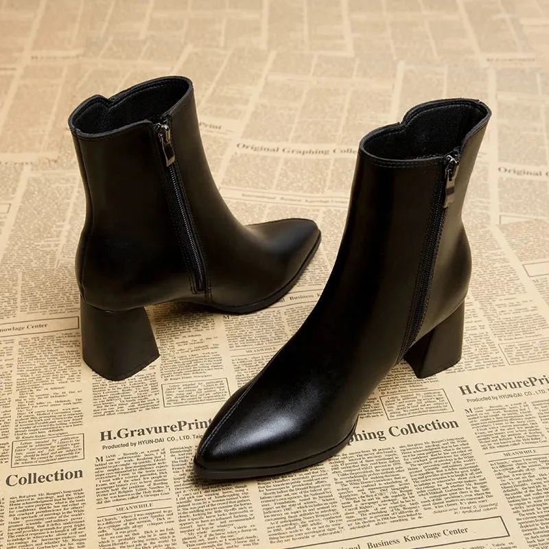 Botas puntiagudas estilo británico, con cremallera lateral