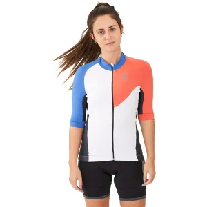 Camisa Ciclismo CYCLETECH Fem l Branca, Salmão e Azul