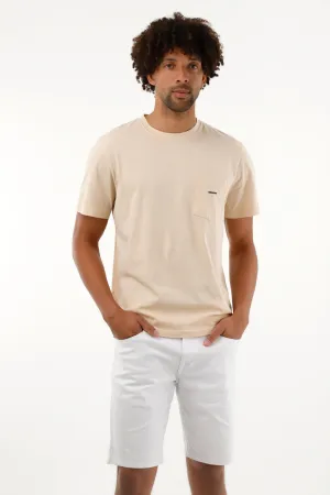 Camiseta crudo con bolsillo delantero para hombre