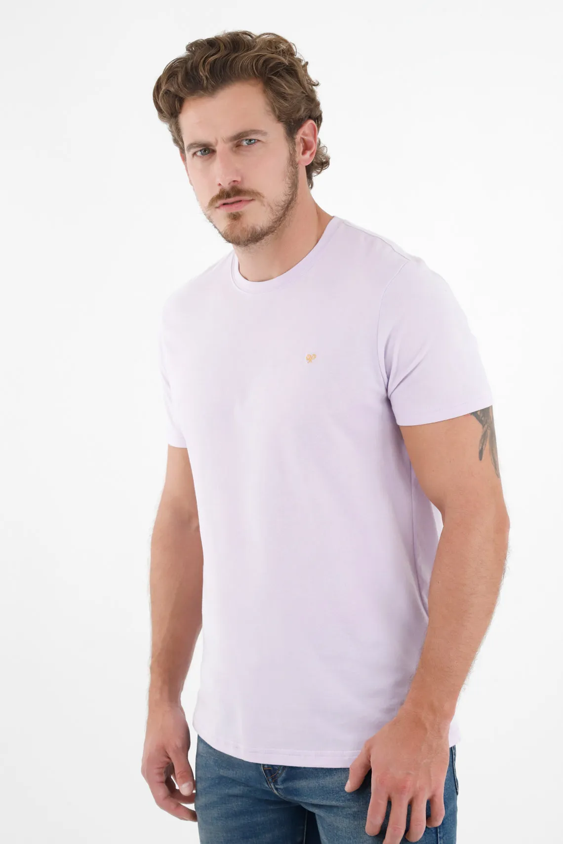 Camiseta morada manga corta para hombre