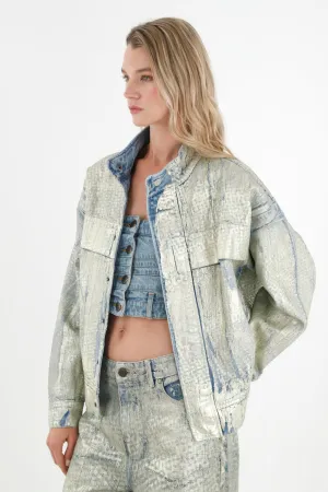 Chaqueta efecto metalizado oversize para mujer