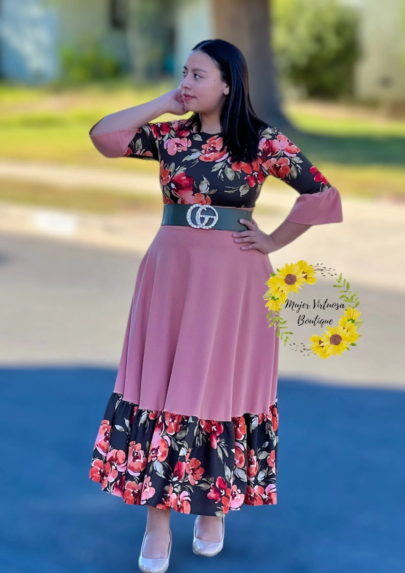 Hannah Melon Floral Dress