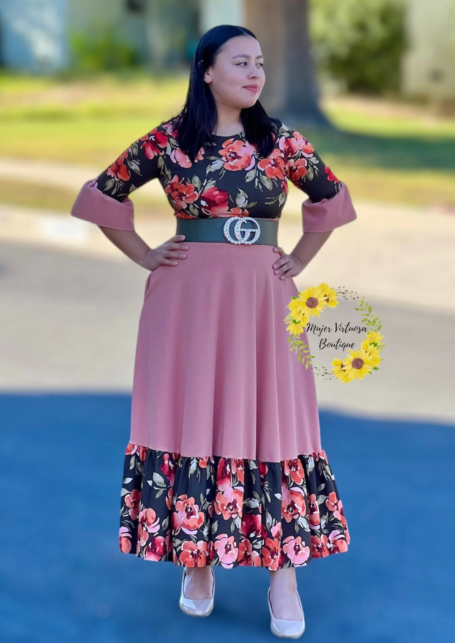 Hannah Melon Floral Dress