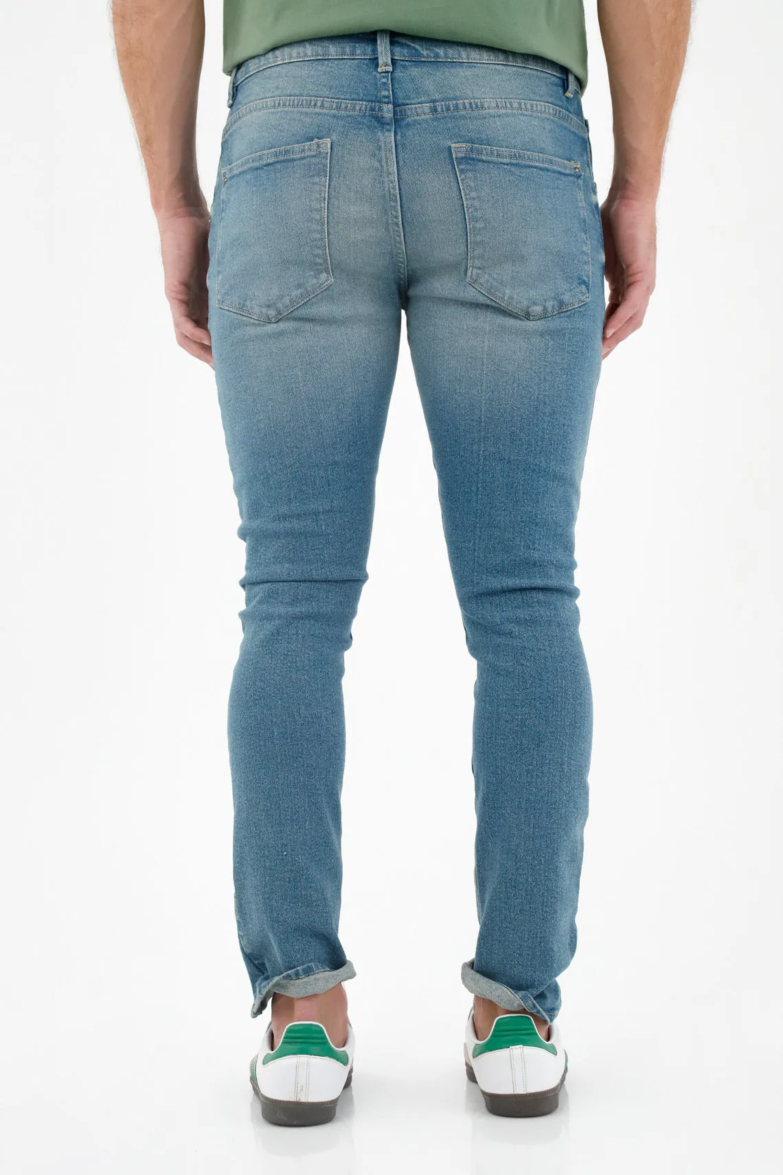 Jean con destroyed azul para hombre