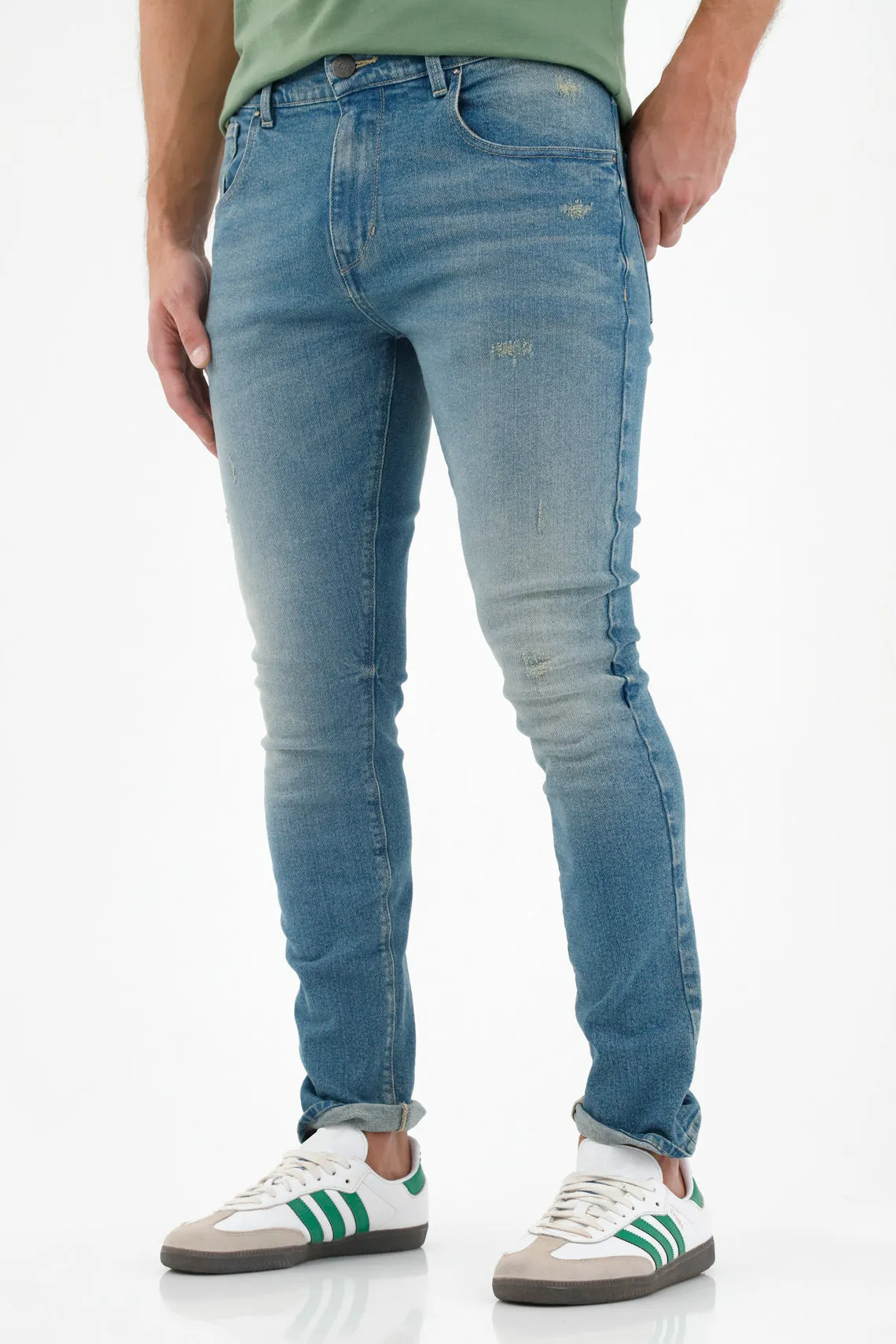 Jean con destroyed azul para hombre