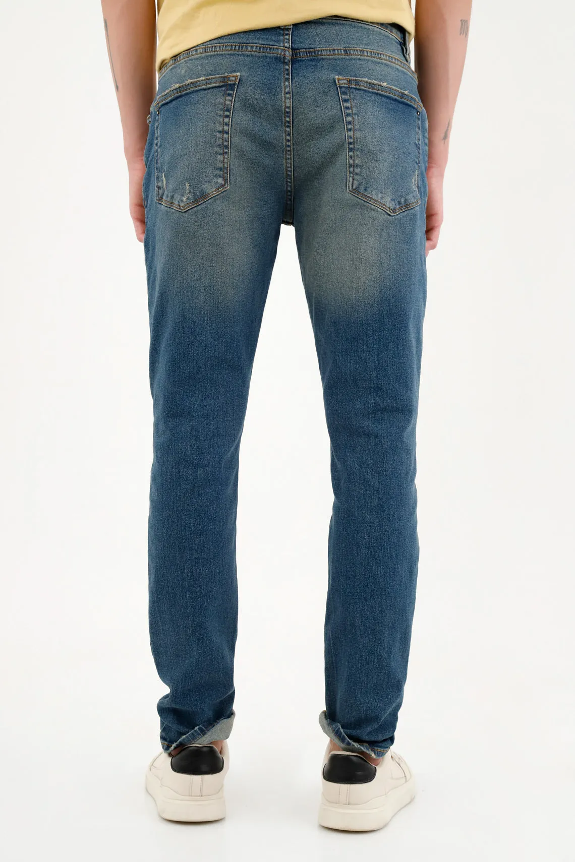 Jean Skinny azul efecto vintage para hombre