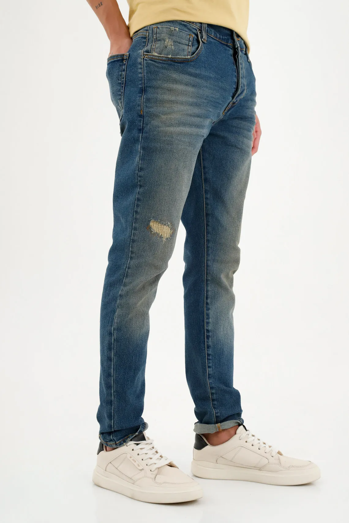 Jean Skinny azul efecto vintage para hombre