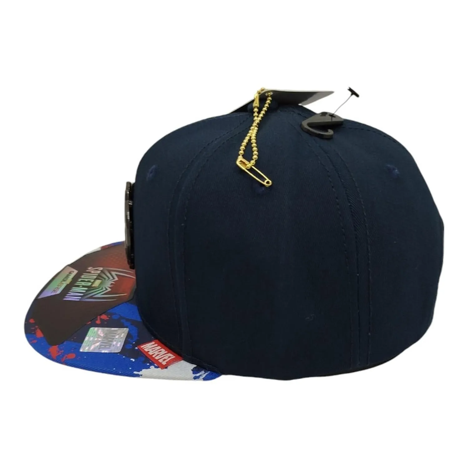 Kndit Caps Gorra Azul Marino Camuflaje Azul Placa Bronce Logo Araña Rayas Spider-Man