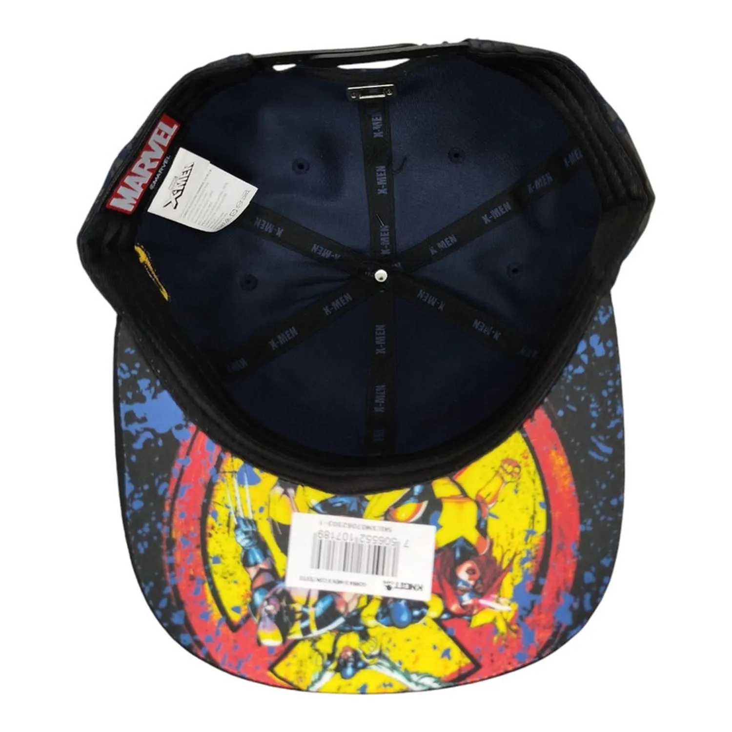 Kndit Caps Gorra Azul Marino Con Negro Placa Plateada Logo X-Men