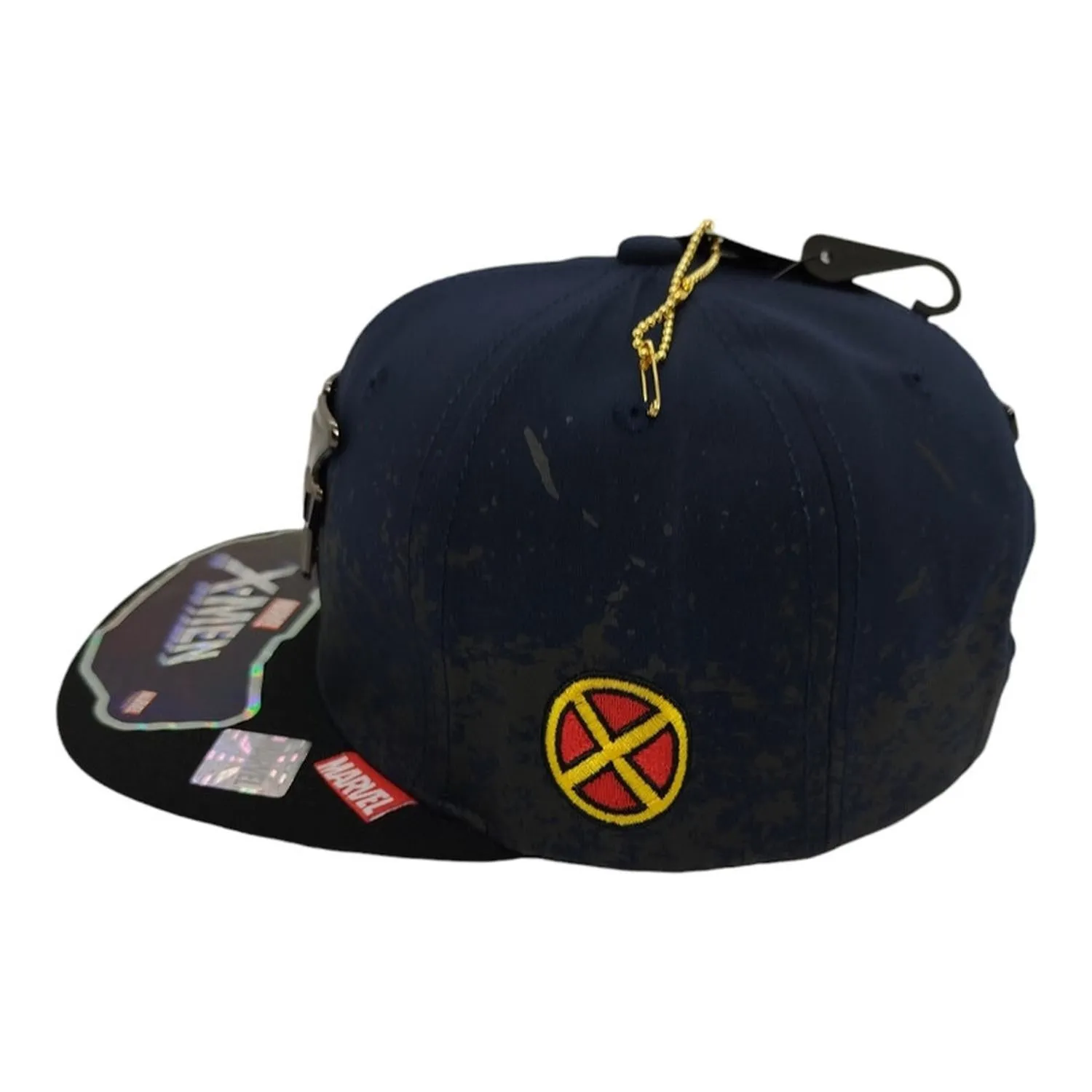 Kndit Caps Gorra Azul Marino Con Negro Placa Plateada Logo X-Men