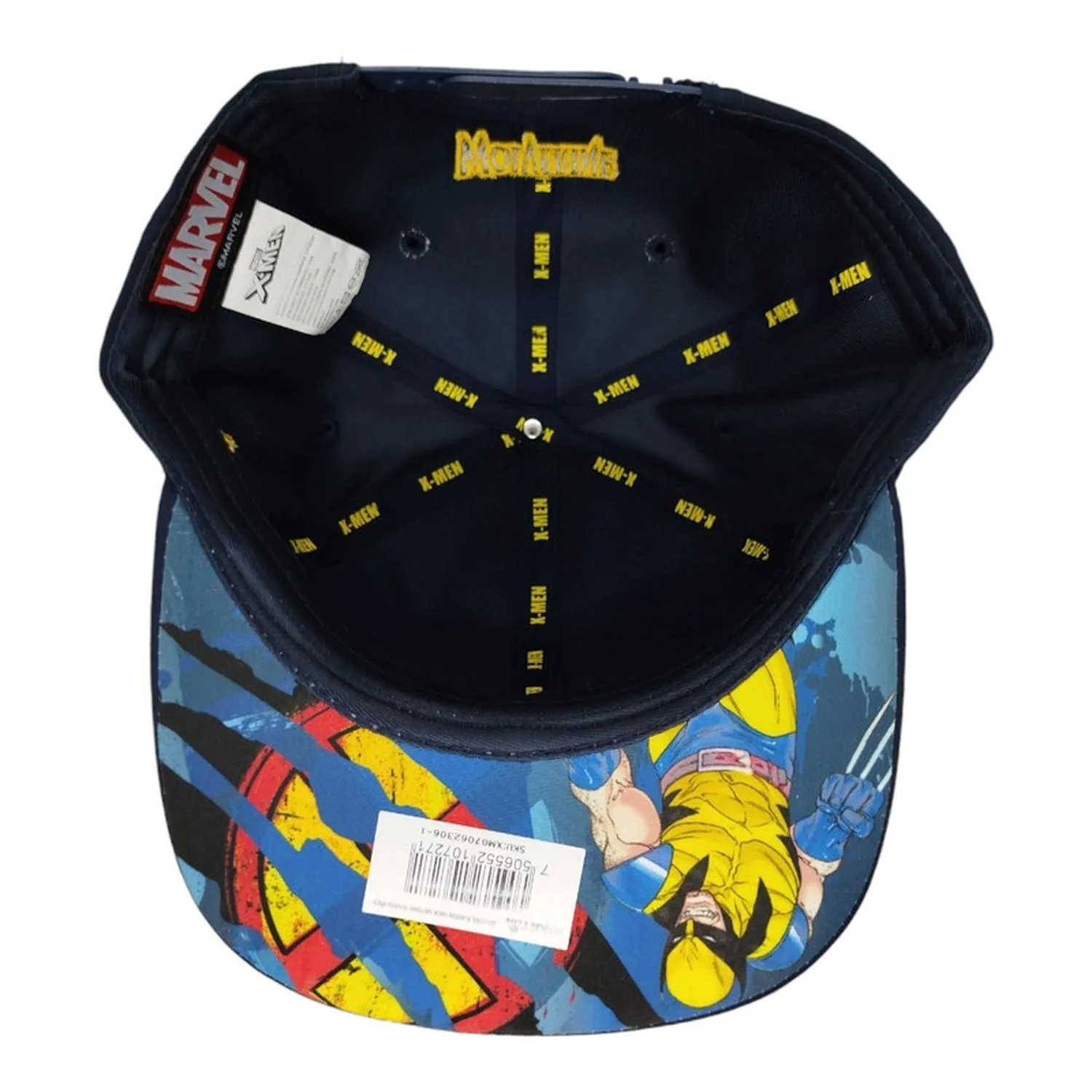 Kndit Caps Gorra Azul Marino Rayas Amarillas Placa Bronce Wolverine Weapon X X-Men