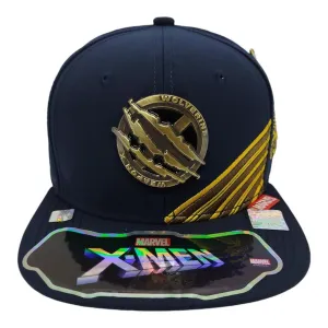 Kndit Caps Gorra Azul Marino Rayas Amarillas Placa Bronce Wolverine Weapon X X-Men