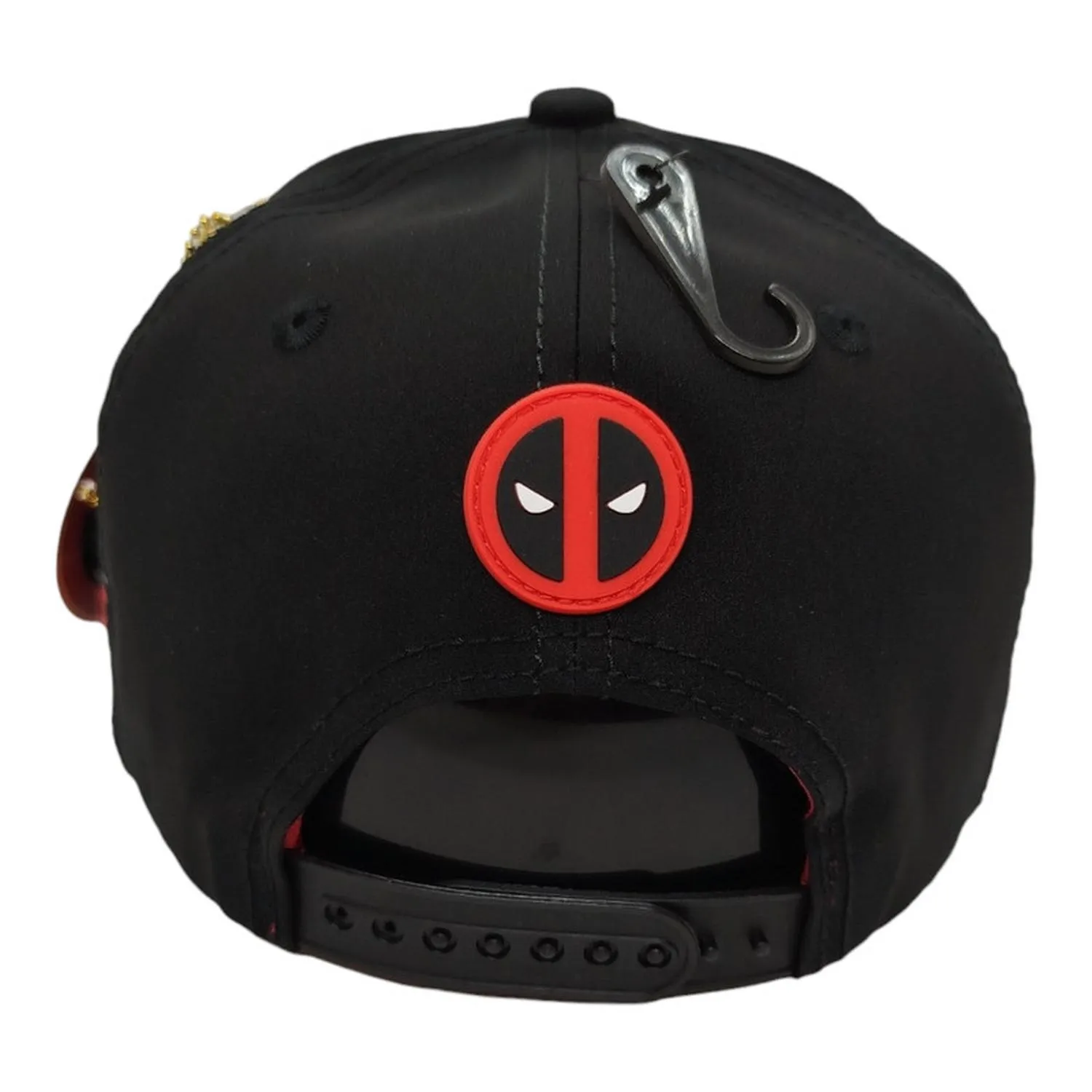 Kndit Caps Gorra Negra Rayas Rojas Placa Roja Con Negro Logo Katanas Deadpool