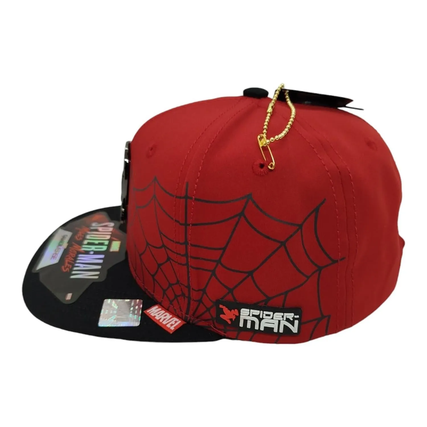 Kndit Caps Gorra Roja Con Negro Telaraña Placa Plateada Máscara-Araña Miles Morales