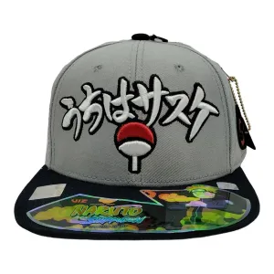 New Arrival Kndit Caps Gorra Gris Con Azul Marino Letras Japonesas Logo Clan Uchiha Sasuke Naruto