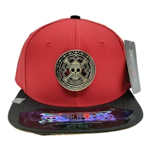 New Arrival Kndit Caps Gorra Roja Con Negro Placa Bronce Marco Anclas One Piece