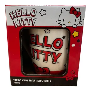 New Arrival Siglo 21 Taza Blanca Con Tapa Moño Rojo Hello Kitty