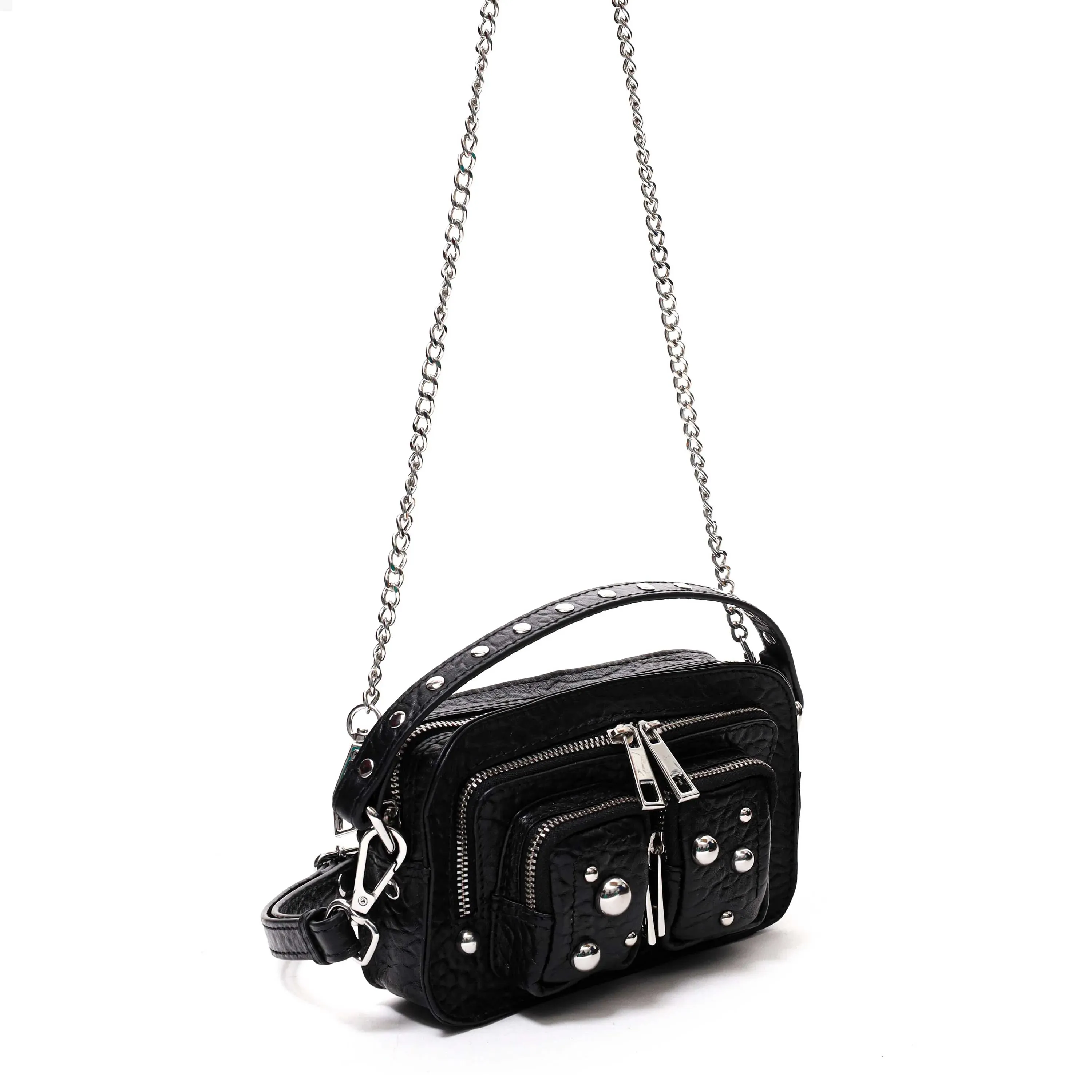 NUNOO | BOLSO MUJER | HELENA WITH STUDS NEW ZEALAND BLACK | NEGRO