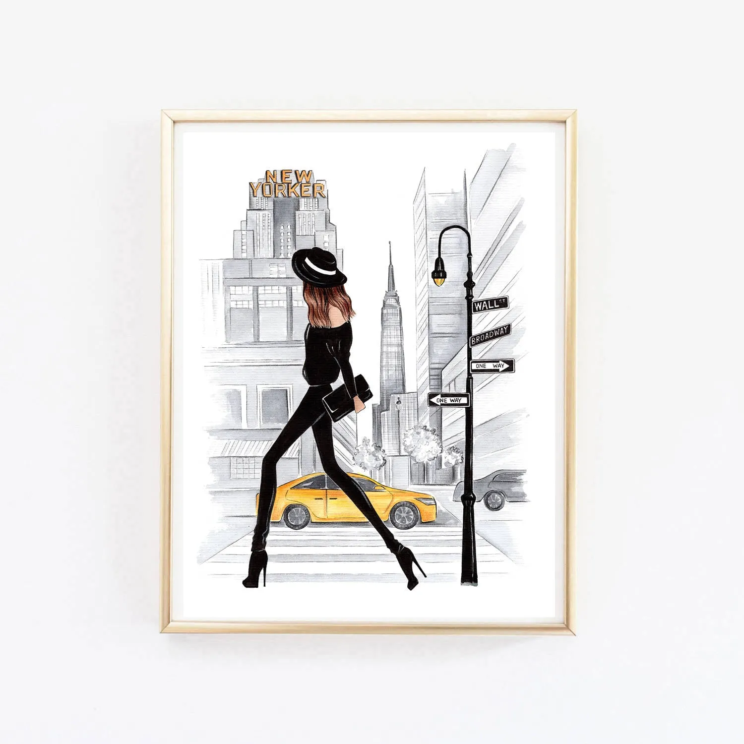 Set of 3 travel inspired art prints of London, Paris and New York fashion illustrations