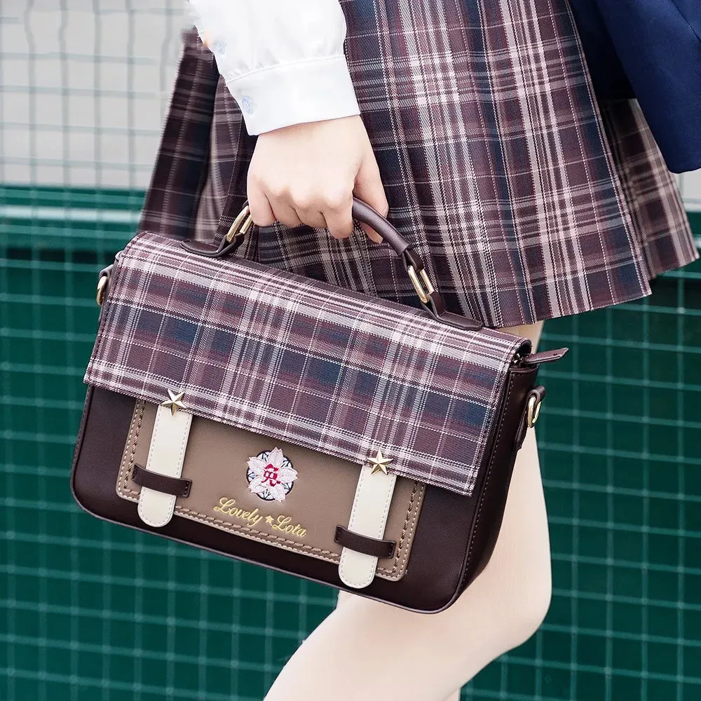 Uniwim Japanese college style sweet student lolita plaid handbag JK uniform cosplay shoulder bag kawaii girl gothic lolita bag loli