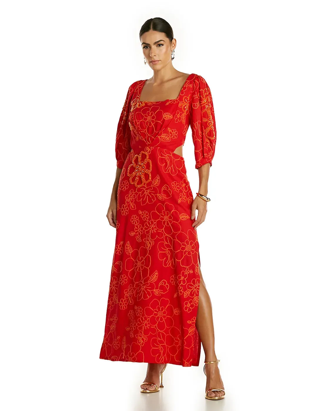 Vestido Anne Fernandes Vermelho Longo