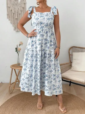 Vestido De Alça Regulavel Floral Plus Size - Jeni