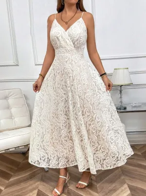 Vestido de Festa Longo Renda Branco Alcinha