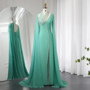 Vestido de Festa Longo Verde Turquesa em Chiffon - Modelo Especial