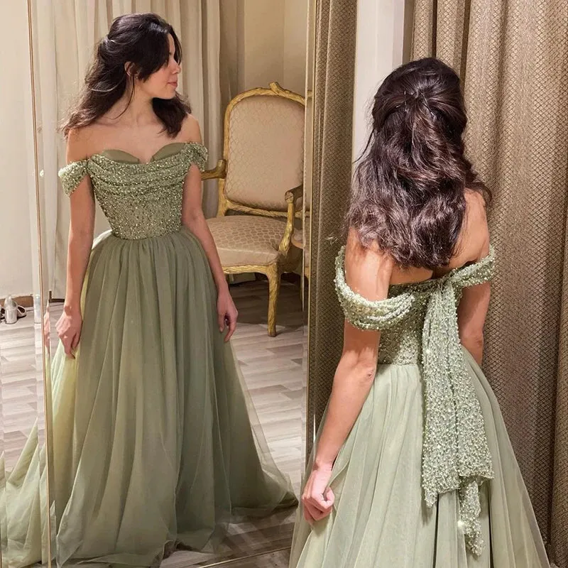 Vestido de Festa Verde Longo com Detalhe Laço Brilho - Modelo Especial