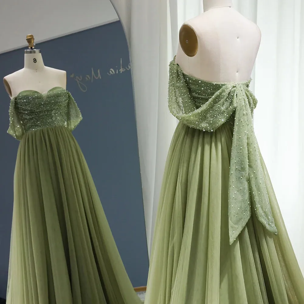 Vestido de Festa Verde Longo com Detalhe Laço Brilho - Modelo Especial