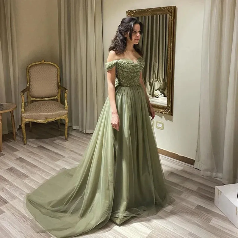 Vestido de Festa Verde Longo com Detalhe Laço Brilho - Modelo Especial