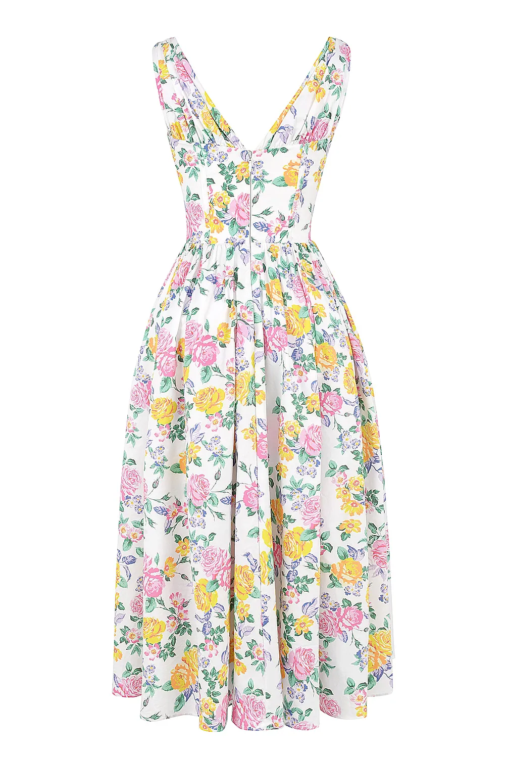 Vestido Midi Floral Modelador Vintage Modelo Emmelina